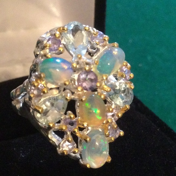 Genuine Natural Opal & Tanzanite Ring - Picture 11 of 11